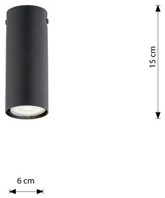 Plafoniera Moderna Faretto Tecno 1 Luce Acciaio Nero 15 Cm