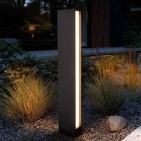 Lucande Lampione a LED Lirka, a 2 luci, grigio, metallo, 60 cm