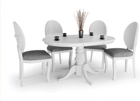 Set tavolo allungabile William bianco L90-124 cm + 4 sedie Verdi grigio/bianco
