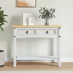 Tavolo Console İn Pino Messicano Corona Bianco 90x34,5x73 Cm /