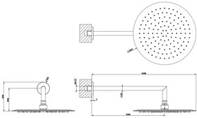 Soffione Doccia 30 cm con braccio a Parete orientabile Anticalcare Mirror Steel Shower 47257 Emporio Gessi