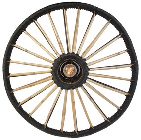 Lampadario orientale in bambù con nero 60 cm - Evalin