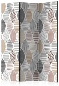 Paravento design Lacrime (3-parti) - design in strisce irregolari nei toni caldi