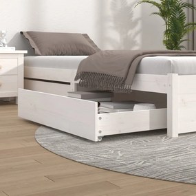 Cassettoni Da Letto 2 Pz Bianchi İn Legno Massello Di Pino /