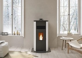 Palazzetti Lia 8 Stufa A Pellet Ecofire ad Aria con rivestimento in metallo verniciato Avorio