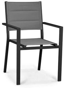 Sedie Da Esterno In Alluminio Con Braccioli Seduta In Textilene Imbottita Antracite - 4 pezzi