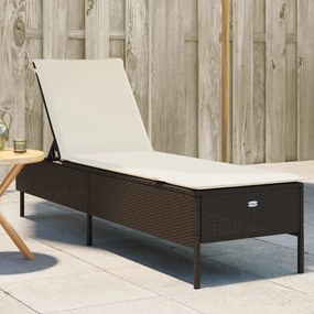 Lettino Prendisole Con Cuscino Marrone İn Polyrattan /
