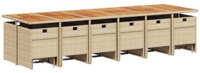 Set da pranzo da giardino 17 pz con cuscini beige in polyrattan
