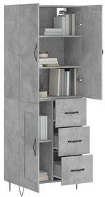 Credenza Grigio Cemento 69,5x34x180 cm in Legno Multistrato