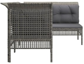 Set divani da giardino 4 pz con cuscini in polyrattan grigio