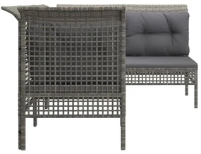 Set divani da giardino 4 pz con cuscini in polyrattan grigio