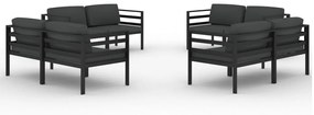 Set divani da giardino 8 pz con cuscini in alluminio antracite