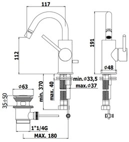 Paffoni Light Lig137 Miscelatore Bidet Canna Ad Ombrello Con Sistema Di Scarico Piletta Cromo