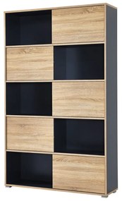 Libreria nera in rovere 120x196 cm Slide - Germania