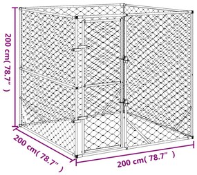 Cuccia per cani da esterno argento 2x2x2 m acciaio zincato