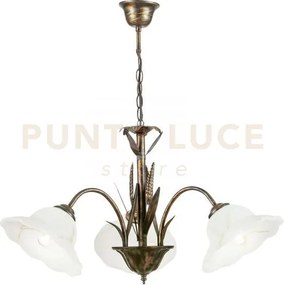 Lampadario byron ruggine 3 luci attacco e27 64x100cm in metallo dec...