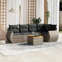 Set Divano da Giardino 6 pz con Cuscini Grigio in Polyrattancod mxl 113434