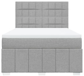 Giroletto a molle con materasso grigio chiaro 140x200cm tessuto