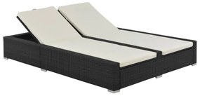 Lettino Prendisole Doppio İn Polyrattan Nero /