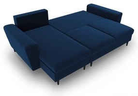 Divano angolare blu allungabile e con contenitore con rivestimento in velluto Kyoto – Cosmopolitan Design