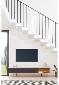 Tavolo TV in legno di quercia di colore nero-naturale 200x48 cm Fina - Gazzda