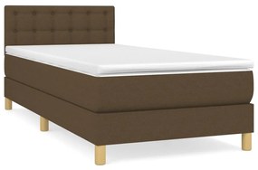 Giroletto a molle con materasso marrone scuro 90x200 cm tessuto
