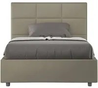 Letto alla Francese rivestito in Similpelle - MIKA Dimensione Rete: 140x210, Tipologia Letto: Con Rete, Colore: Cappuccino