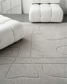 Tappeto in lana grigio chiaro 133x190 cm Morphic - Agnella