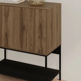 Mobile effetto rovere con decoro nero-naturale 80x90x40 cm Amira - Marckeric