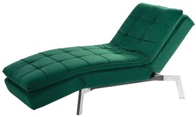 Chaise longue regolabile in velluto verde smeraldo LOIRET Beliani