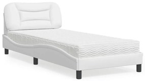 Letto con materasso bianco 90x190 cm in similpelle