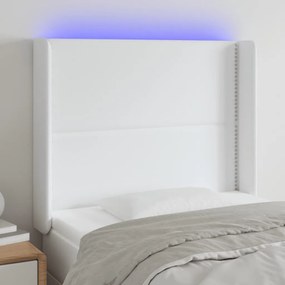 Testiera A Led Bianco 93x16x118/128 Cm İn Similpelle /