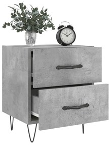 Comodini 2 pz grigio cemento 40x35x47,5 cm in legno multistrato