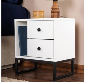 Comodino GLIMMER 50x45,2 cm bianco/nero