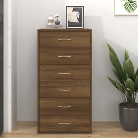 Credenza 6 Cassetti Rovere Marrone 50x34x96cm Legno Multistrato /