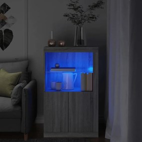 Armadietto con Luci LED Grigio Sonoma in Legno Multistrato