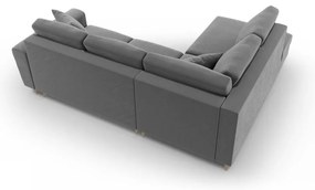 Divano angolare grigio chiaro allungabile e con contenitore (con penisola a sinistra/a L) con rivestimento in velluto Kyoto – Cosmopolitan Design