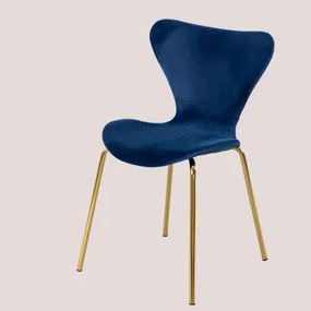 Sedia da pranzo impilabile in velluto stile Uit Blu & Dorato - Sklum