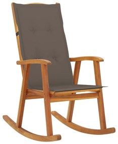 Sedia A Dondolo Con Cuscini İn Legno Massello Di Acacia /