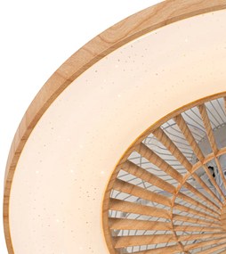 Ventilatore da soffitto stampa legno 60cm incl. LED dimmerabile con telecomando - Climo