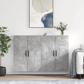 Armadietti A Parete 2 Pz Grigio Cemento İn Legno Multistrato /