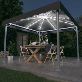 Gazebo Con Stringa Di Luci Led 300x300 Cm Antracite Alluminio /