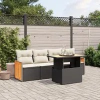 Set Divani da Giardino 5 pz con Cuscini in Polyrattan Nero 3273835