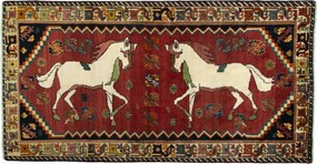 Gabbeh Tappeto persiano 110x220 Rosso (Iran) Annodato A Mano