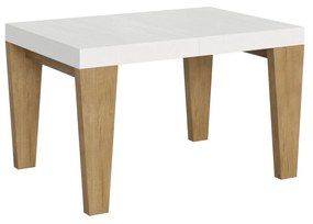 Tavolo allungabile Spimbo Mix piano e gambe in diverse finiture, Bianco Frassino / Quercia Natura / 90x130/234 cm