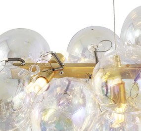 Lampada a sospensione di design oro con vetro arcobaleno 8 luci - Uvas