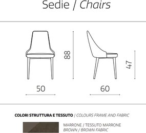 Sedia tessuto Marrone - gambe metallo NELLI 2 sedie