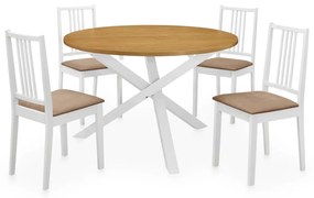 Set per sala da pranzo 5 pz in mdf bianco