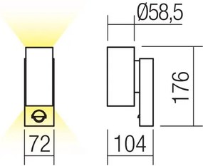 Redo 9455-Applique da esterno con sensore VINCE 2xLED/3W/230V IP54 marrone