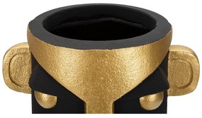 Vaso alto in poliresina nero e oro 40 cm Tribal - Mauro Ferretti